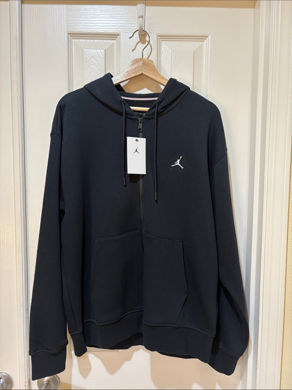 Jordan Black Full-Zip Hoodie Sweatshirt with White Jumpman